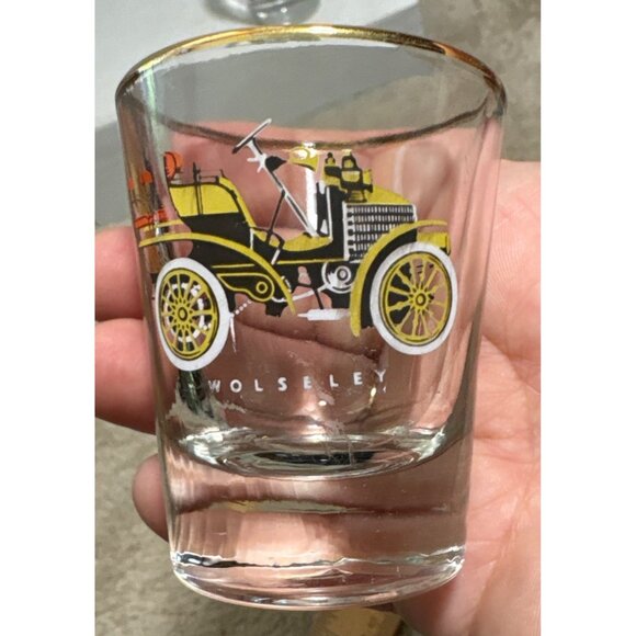 Wolseley & Austin Car Shot Glasses With Gold Rim Vintage Classic Car Collector - Picture 2 of 8